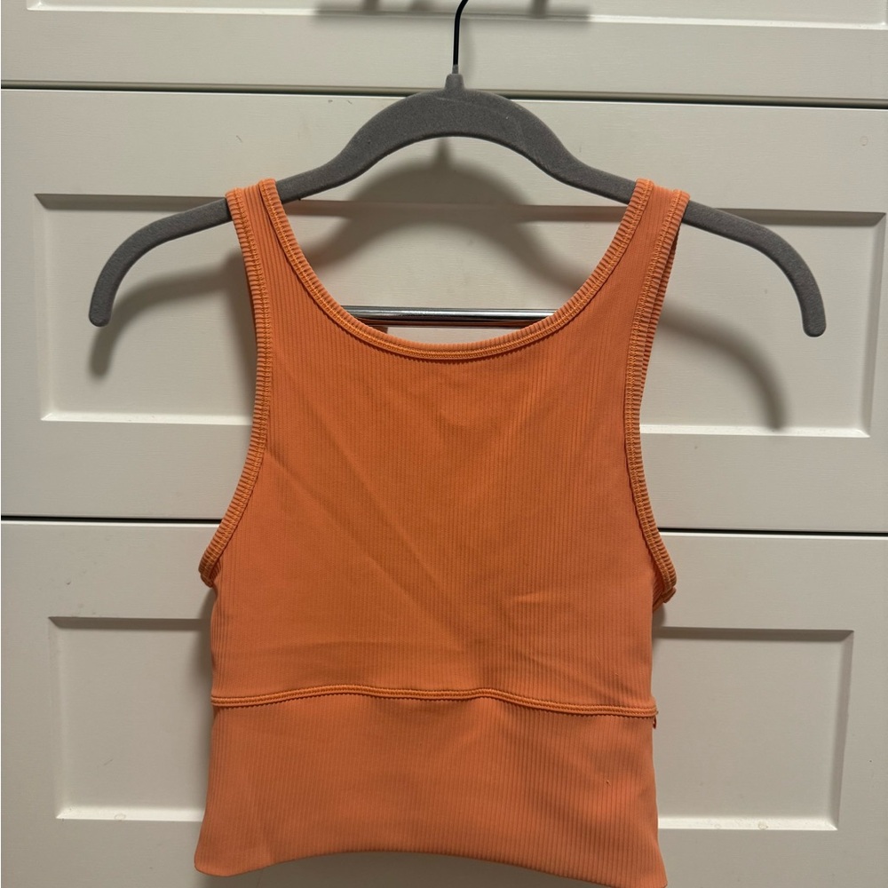 Orange Lululemon Women’s Power Pivot Ribbed Tank, Size 4